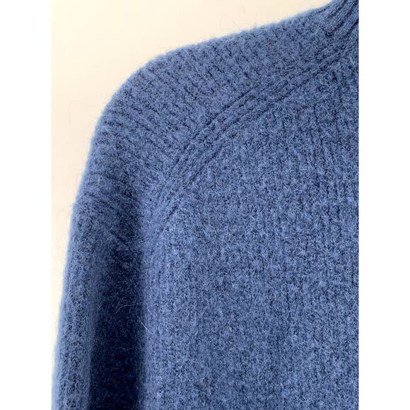 COS Women's Blue Knit Wool-Blend Relaxed-Fit Crewneck Long Sleeve Sweater SZ L - Picture 3 of 11